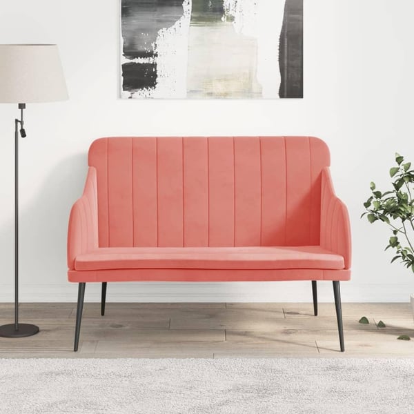 vidaXL bænk 110x76x80 cm velour Lyserød