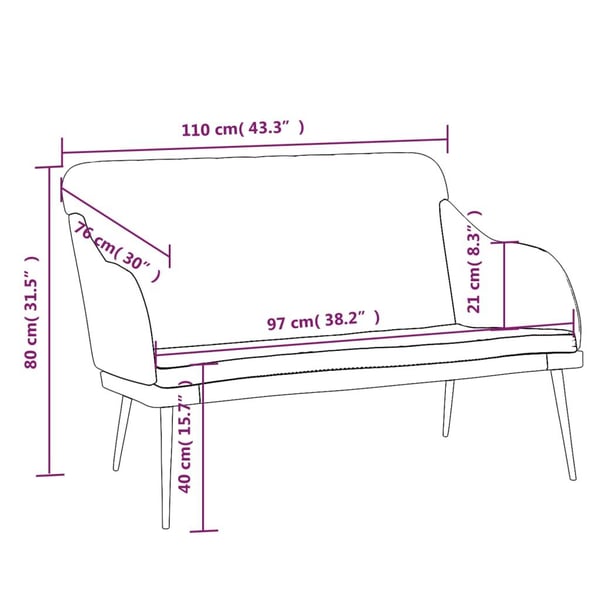 vidaXL bænk 110x76x80 cm velour blå