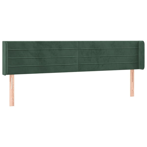 vidaXL sengegavl med LED-lys 183x16x78/88 cm fløjl mørkegrøn