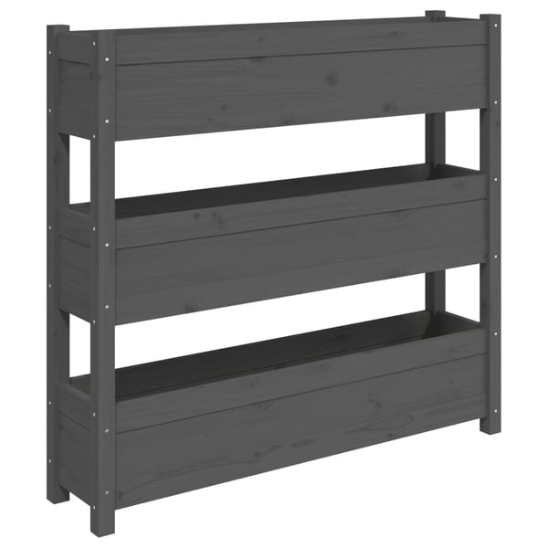 vidaXL Plantekasse grå 112x25x104,5 cm heltre furu