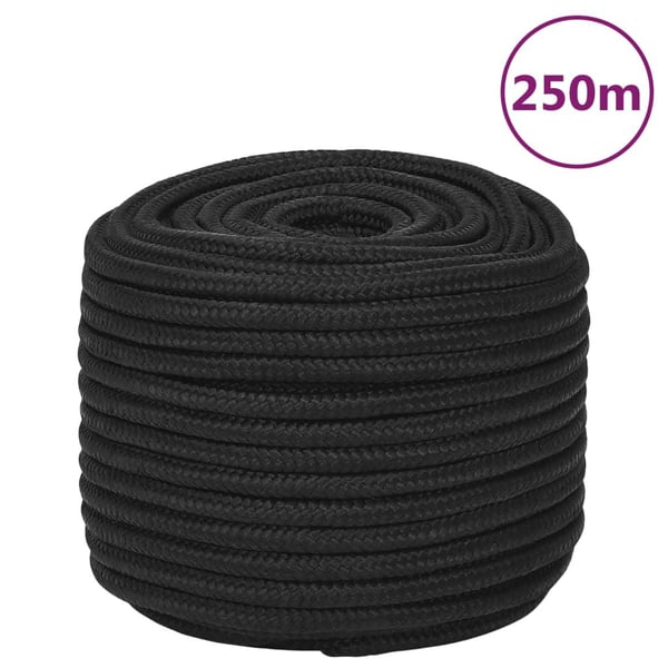 vidaXL Båttau helsvart 14 mm 250 m polypropylen
