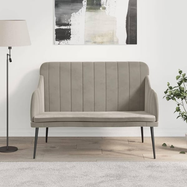 vidaXL bænk 110x76x80 cm velour lysegrå
