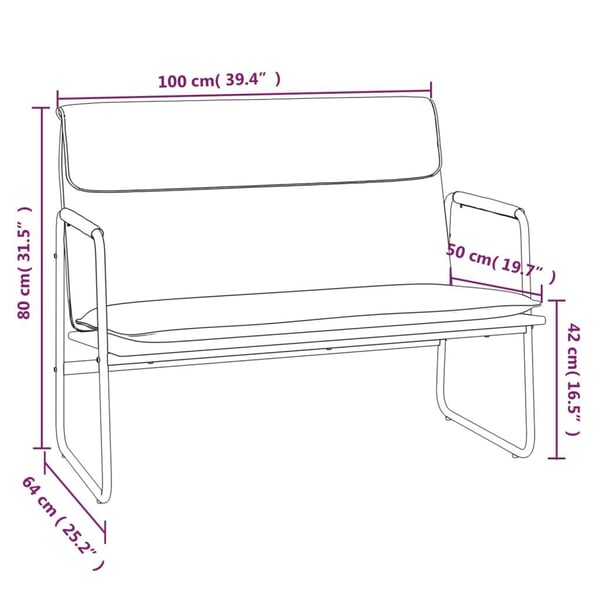 vidaXL bænk 100x64x80 cm stof cremefarvet