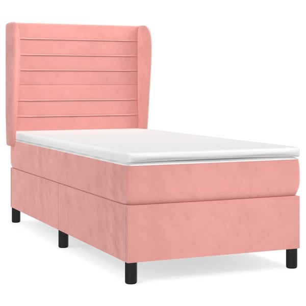 vidaXL kontinentalseng med madras 90x190 cm fløjl pink