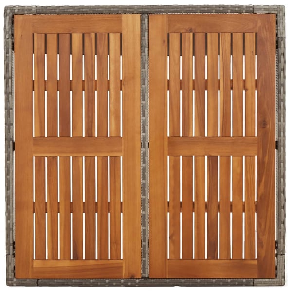 vidaXL havebord med træplade 90x90x75 cm polyrattan grå