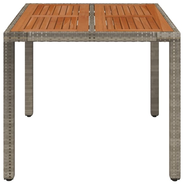 vidaXL havebord med træplade 90x90x75 cm polyrattan grå