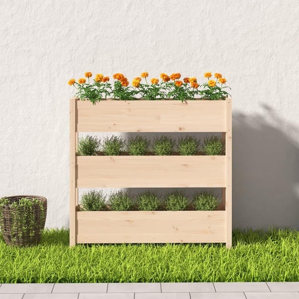 vidaXL Kukkalaatikko 112x25x104,5 cm täysi mänty