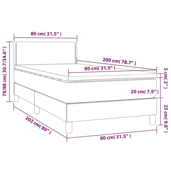 vidaXL kontinentalseng med madras 80x200 cm fløjl mørkegrøn