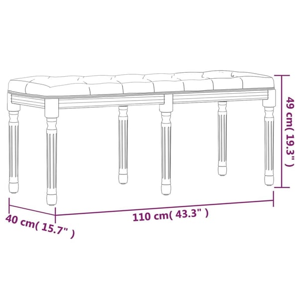 vidaXL bænk 110x40x49 cm stof mørkegrå