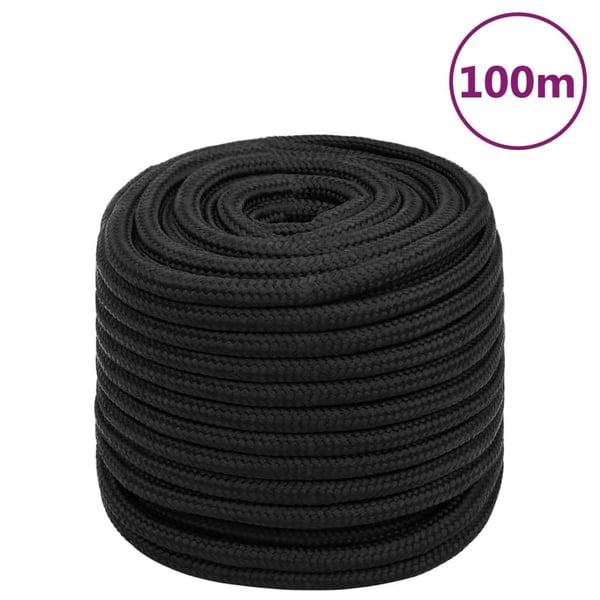 vidaXL tovværk til båd 18 mm 100 m polypropylen sort