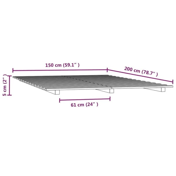 vidaXL Sengeramme 150x200 cm heltre furu