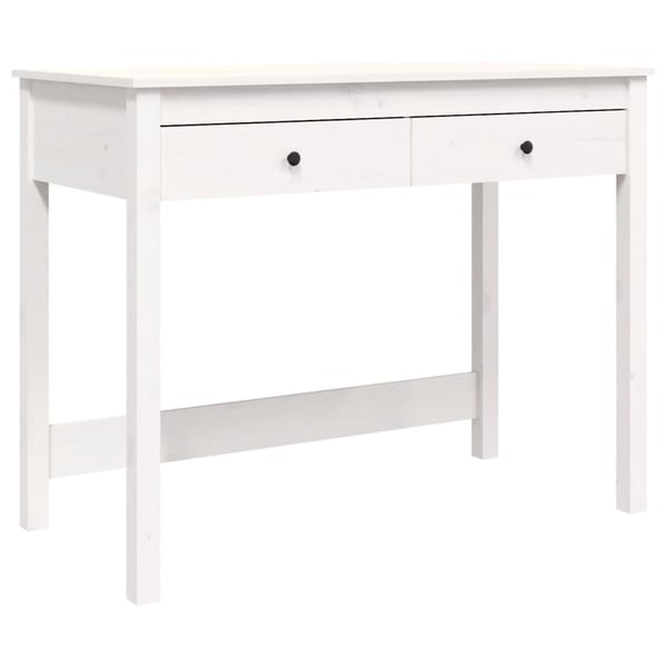 vidaXL Skrivebord med skuffer hvit 100x50x78 cm heltre furu