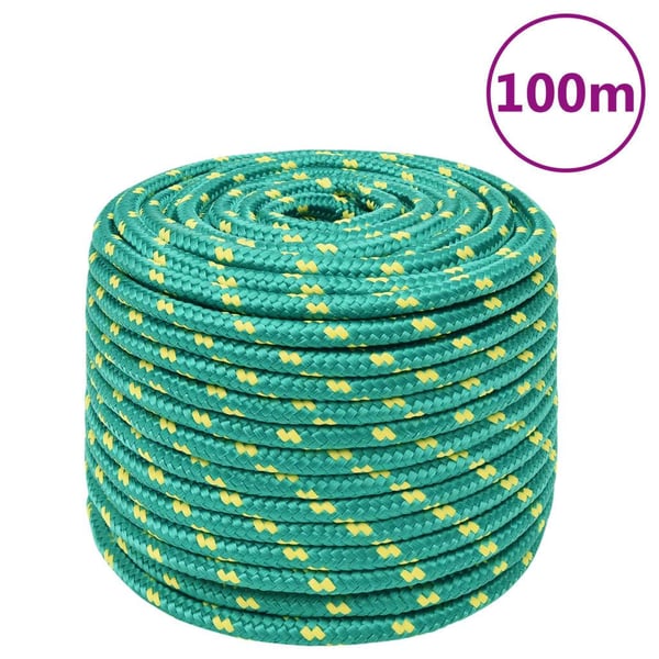 vidaXL Båttau grønn 12 mm 100 m polypropylen