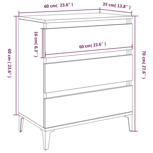 vidaXL Skjenk sonoma eik 60x35x70 cm konstruert tre