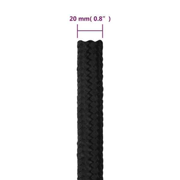 vidaXL tovværk til båd 20 mm 50 m polypropylen sort