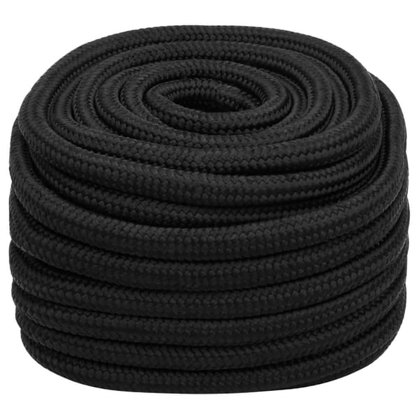 vidaXL Båttau helsvart 20 mm 100 m polypropylen
