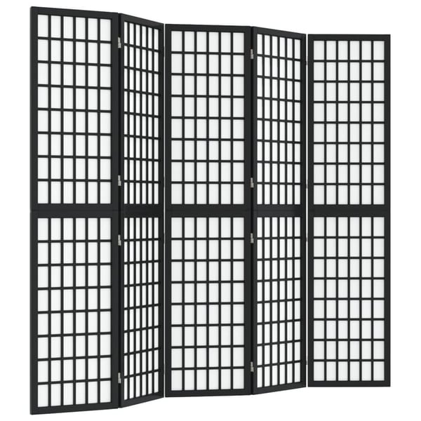 vidaXL Sammenleggbar romdeler 5 paneler japansk stil 200x170 cm svart