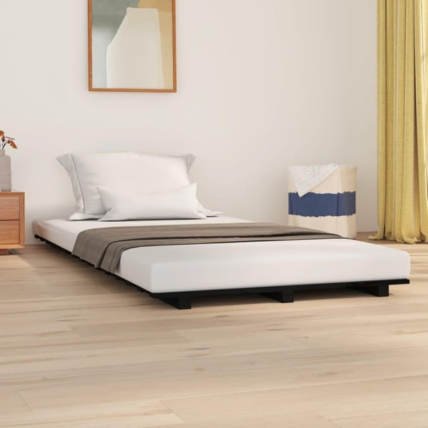 vidaXL Sengeramme svart 75x190 cm heltre furu