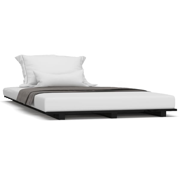 vidaXL Sengeramme svart 75x190 cm heltre furu