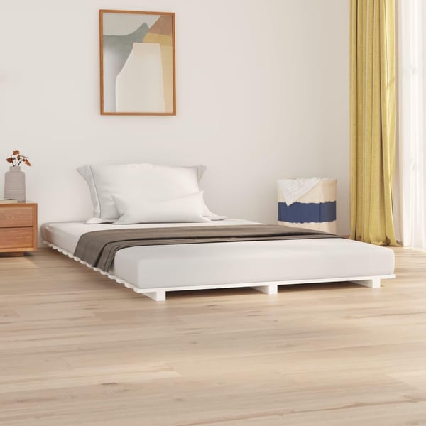 vidaXL Sengeramme hvid 150x200 cm heltre furu