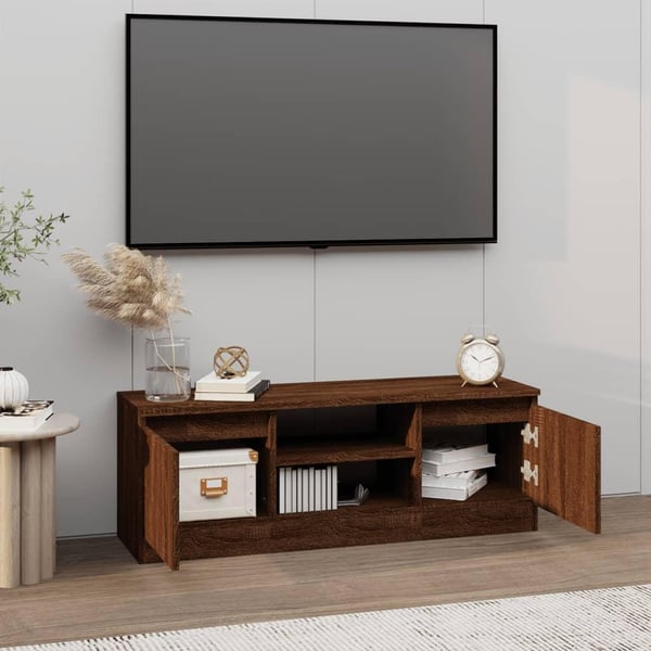vidaXL tv-bord med låge 102x30x36 cm brun egetræsfarve