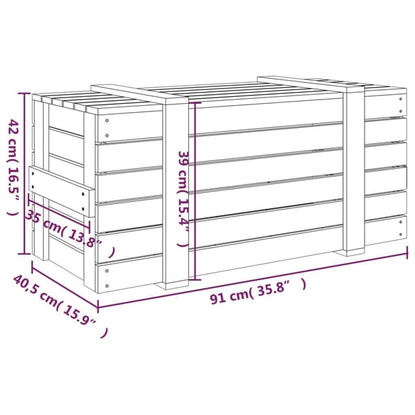 vidaXL Putekasse svart 91x40,5x42 cm heltre furu