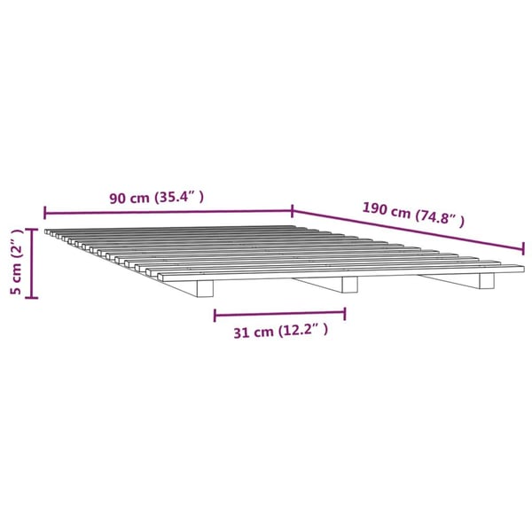 vidaXL Sengeramme svart 90x190 cm heltre furu
