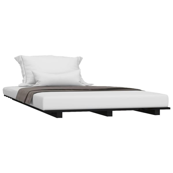 vidaXL Sengeramme svart 90x190 cm heltre furu