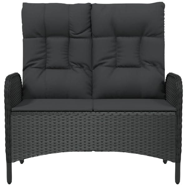 vidaXL havebænk med lænefunktion og hynder 107 cm polyrattan sort