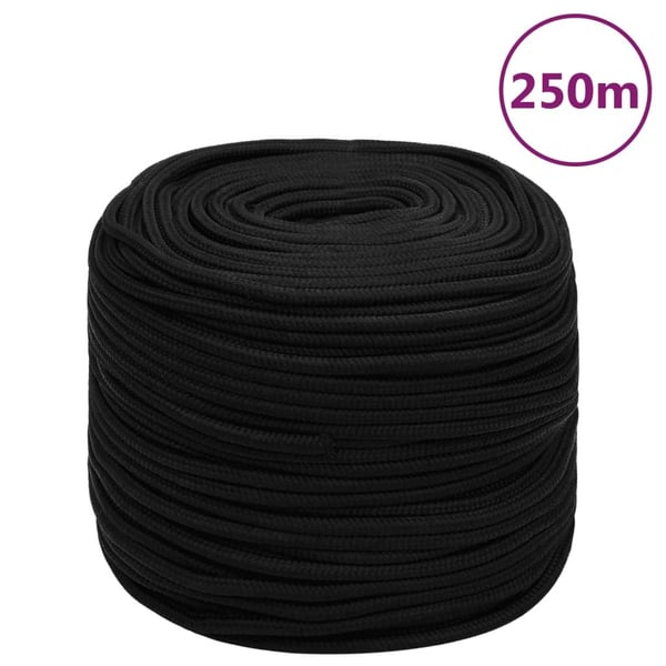 vidaXL arbejdsreb 8 mm 250 m polyester sort