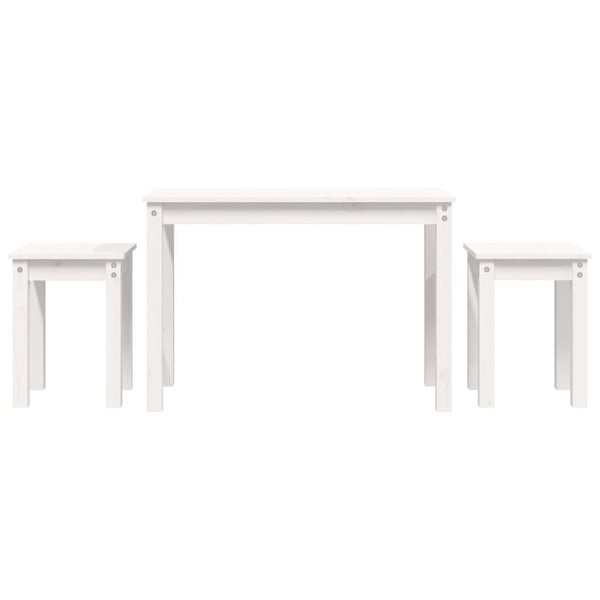 vidaXL Stablebord 3 stk hvit heltre furu