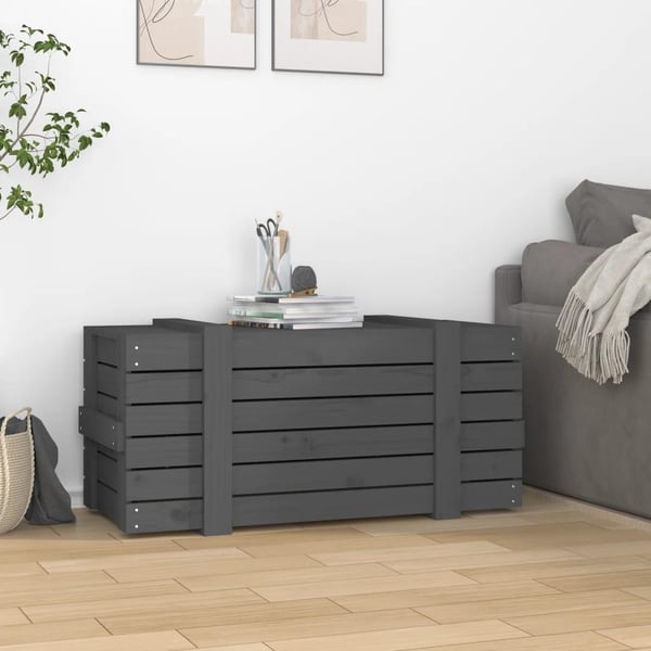 vidaXL opbevaringskasse 91x40,5x42 cm massivt fyrretræ grå