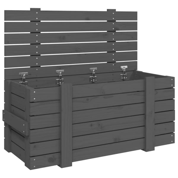 vidaXL opbevaringskasse 91x40,5x42 cm massivt fyrretræ grå