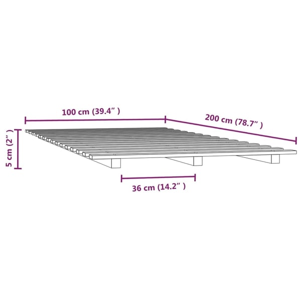 vidaXL Sengeramme hvit 100x200 cm heltre furu