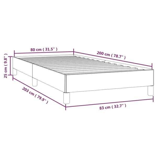 vidaXL Sängram ljusgrå 80x200 cm sammet