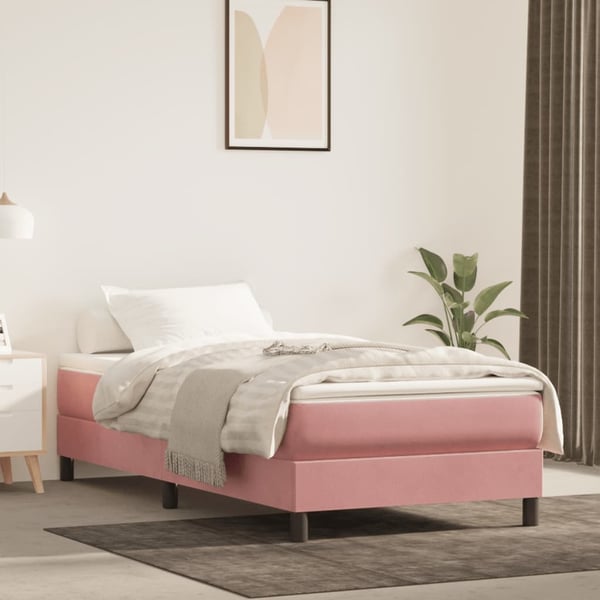 vidaXL Boxspring sengeramme 80x200 cm fløjl pink