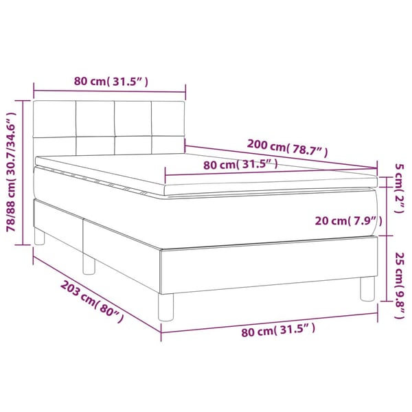 vidaXL kontinentalseng med madras 80x200 cm fløjl lyserød