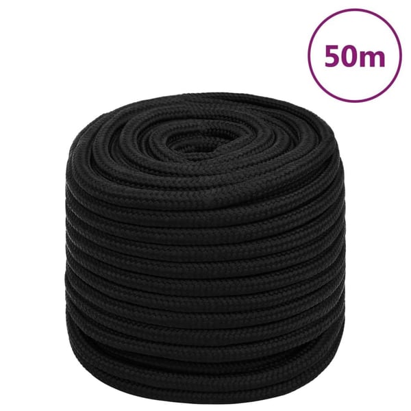 vidaXL Arbeidstau svart 16 mm 50 m polyester