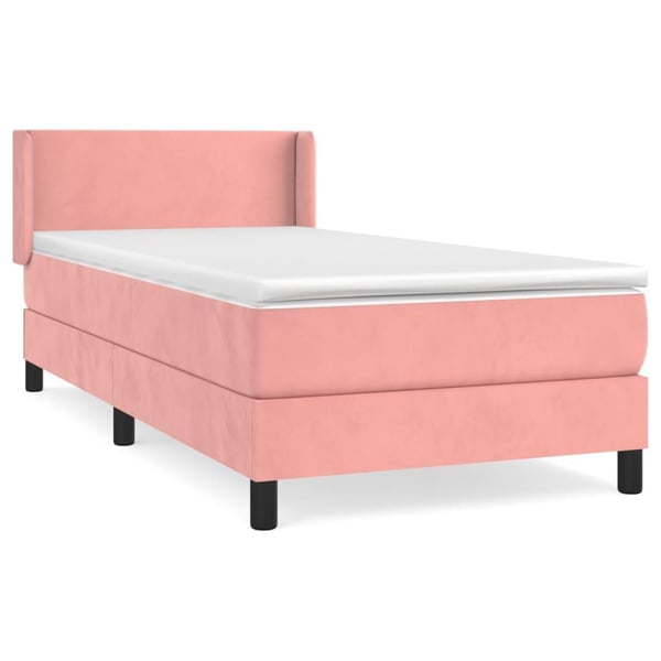 vidaXL kontinentalseng med madras 90x190 cm fløjl pink