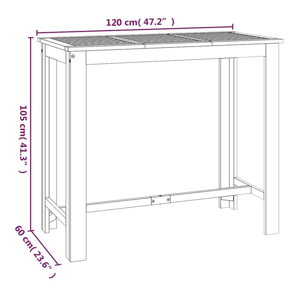 vidaXL Utendørs barbord 120x60x105 cm heltre akasie