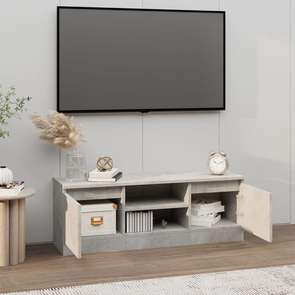 vidaXL TV-benk med dør betonggrå 102x30x36 cm