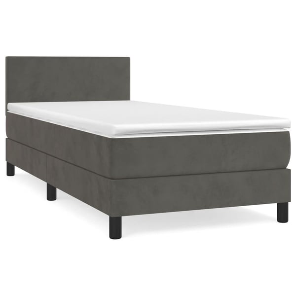 vidaXL Ramsäng med madrass mörkgrå 90x190 cm sammet