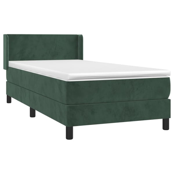 vidaXL kontinentalseng med madras 90x190 cm fløjl mørkegrøn