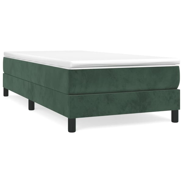 vidaXL kontinentalseng med madras 90x190 cm fløjl mørkegrøn