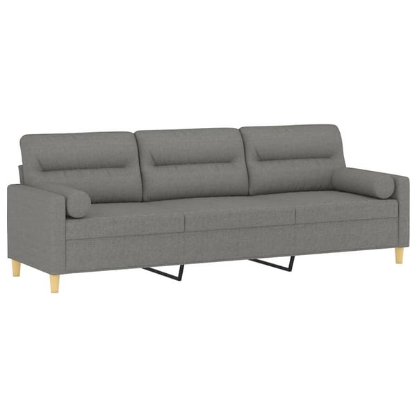 vidaXL 3-personers sofa med puder og hynder 210 cm stof mørkegrå