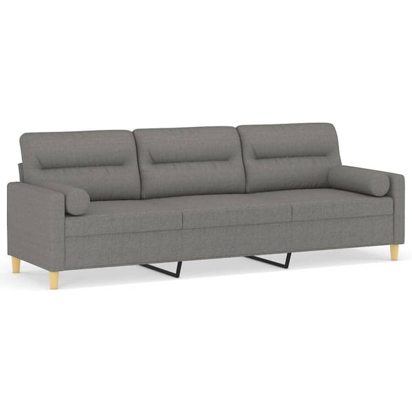 vidaXL 3-personers sofa med puder og hynder 210 cm stof mørkegrå