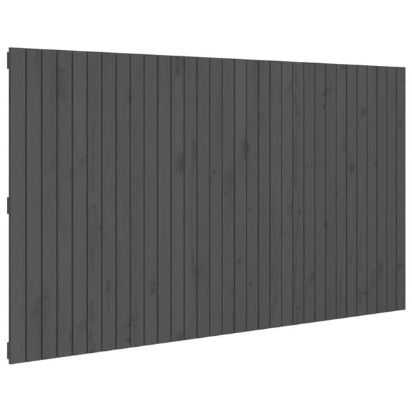 vidaXL Veggmontert sengegavl grå 204x3x110 cm heltre furu