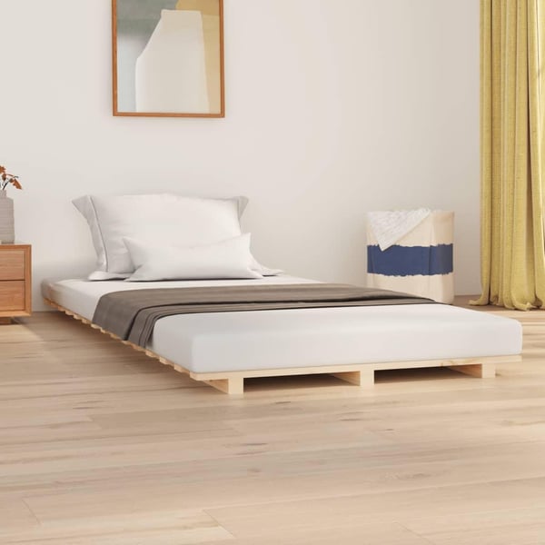 vidaXL sengestel 75x190 cm massivt fyrretræ sort