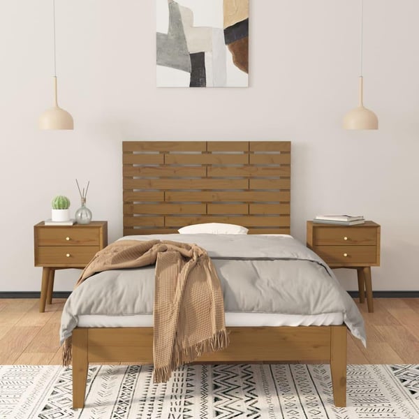 vidaXL Veggmontert hodegavl honningbrun 96x3x63 cm heltre furu