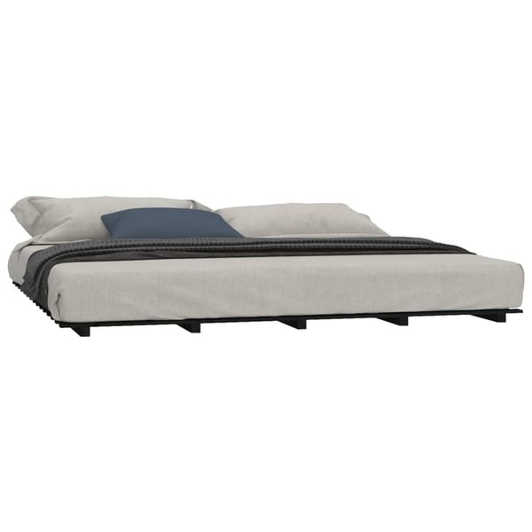 vidaXL Sengeramme svart 200x200 cm heltre furu